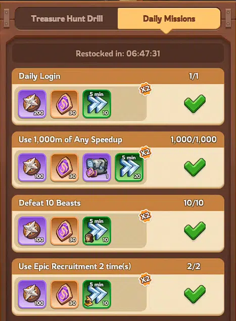 Daily Missions frost fortune